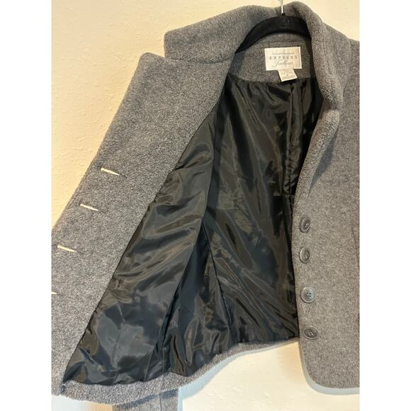Express Tailleur Fleece Cropped blazer jacket Size medium Made in USA Grey - Picture 8 of 8